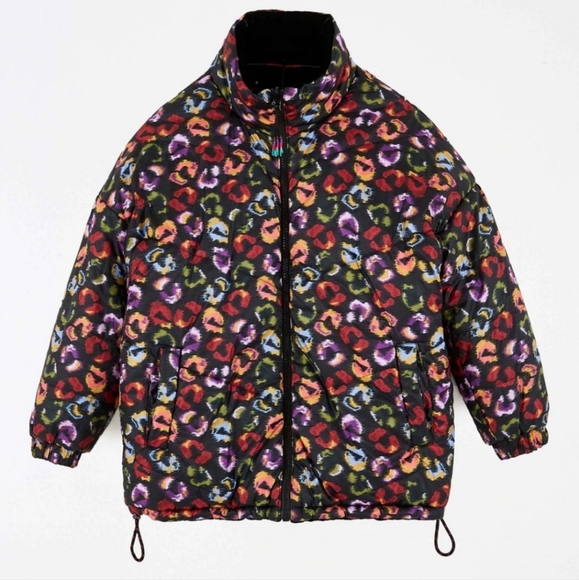 NWT Farm Rio Embroidered Tropical Reversible Puffer Jacket Coat - Picture 6 of 8